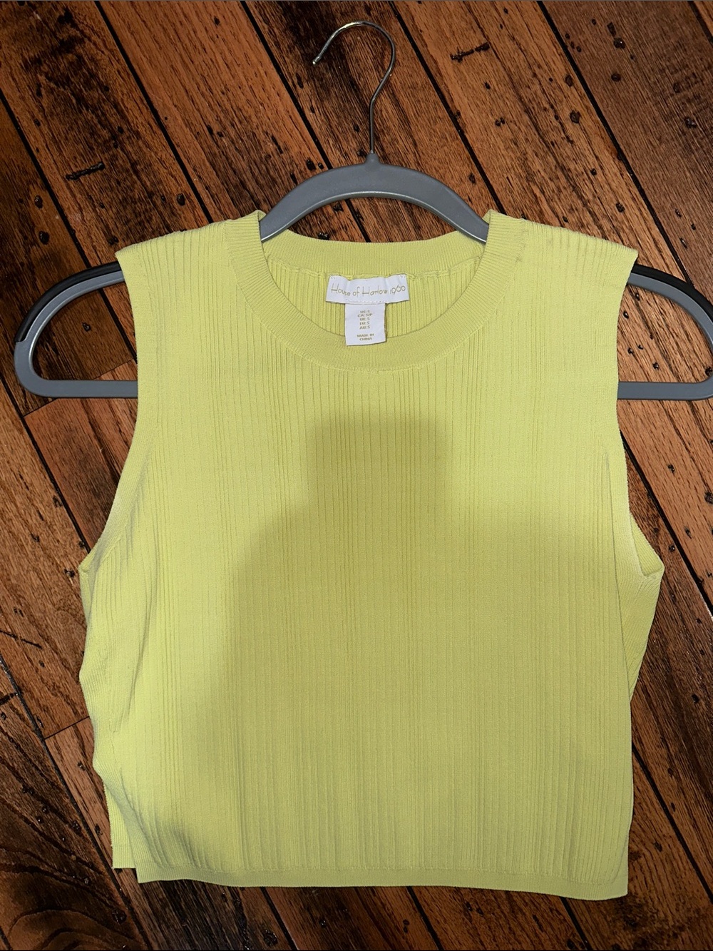 House of Harlow 1960 Bright Lime Ribbed Sleeveless Crop Tank